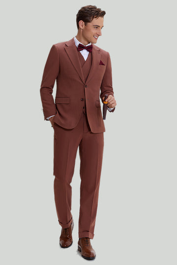 Tan Notched Lapel 3 Pièces Single Breasted costume de soirée